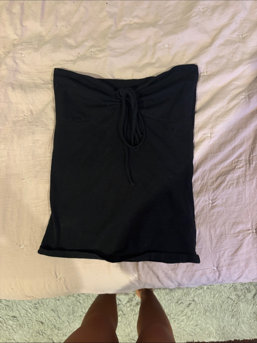 Brandy Melville (John galt) Black Strapless Drawstring Mini top